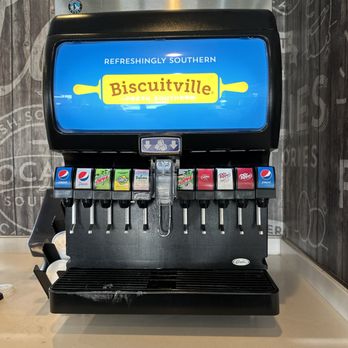 Biscuitville - a counter with a variety of sodas - Breakfast & Brunch Near Me - Garner, North Carolina Biscuitville - a counter with a variety of sodas - Breakfast & Brunch Near Me - Garner, North Carolina