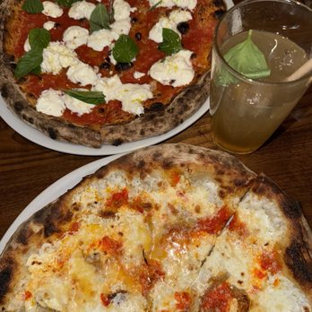 Razza - Burrata and Calabrese pies - Pizza Near Me - Jersey City, New Jersey