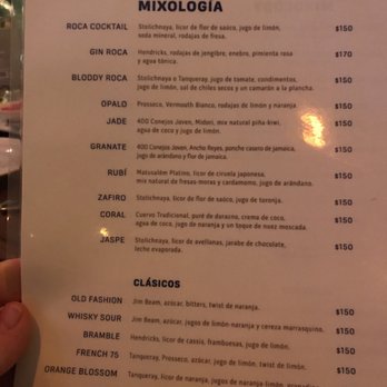 Roca - Drink menu - Seafood Near Me - Playa del Carmen, ROO