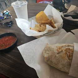 Super Burrito and complimentary chips & salsa