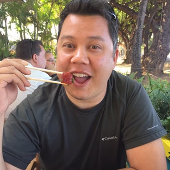 Aloha Mixed Plate - Eating fresh poke - Hawaiian Near Me - Lahaina, Hawaii