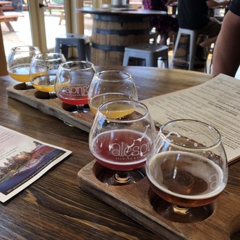 Alesong Brewing & Blending - The flight.... which crashed and burned - Breweries Near Me - Eugene, Oregon
