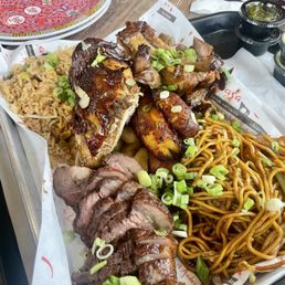 Brasa Tray - Quarter Chicken, Pork Ribs (6oz) and Picaña served with chaufa rice, lo mein, fried yucca and pico de gallo. $42 Brasa Tray - Quarter Chicken, Pork Ribs (6oz) and Picaña served with chaufa rice, lo mein, fried yucca and pico de gallo. $42