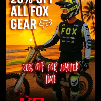 Hawaii Rides - Check it out for a limited time 20% off all Fox gear at Hawai rides in Wahiawa. Best deals on the island for motocross. - Motorcycle Dealers Near Me - Wahiawa, Hawaii Hawaii Rides - Check it out for a limited time 20% off all Fox gear at Hawai rides in Wahiawa. Best deals on the island for motocross. - Motorcycle Dealers Near Me - Wahiawa, Hawaii