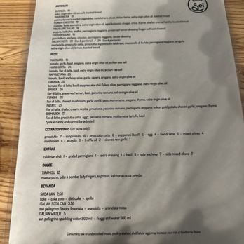Pizzeria Sei - Menu december 2025 - Pizza Near Me - Los Angeles, California