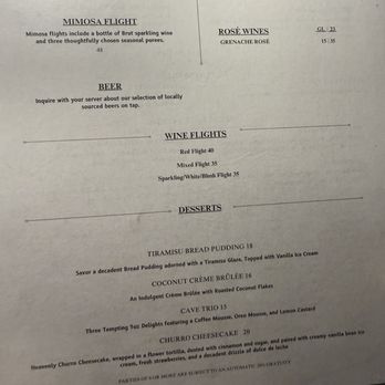 Cave Restaurant - Menu as of 8.31.25 - Venues & Event Spaces Near Me - Temecula, California