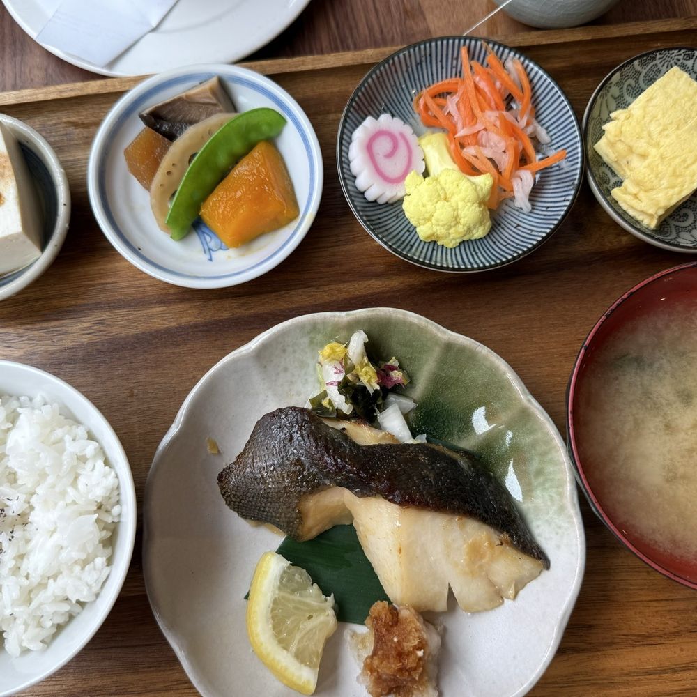 Japanese breakfast with miso cod Japanese breakfast with miso cod