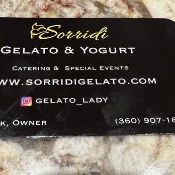 Sorridi - Business card - Gelato Near Me - Vancouver, Washington
