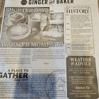 Ginger and Baker - Menu - Cafes Near Me - Fort Collins, Colorado Ginger and Baker - Menu - Cafes Near Me - Fort Collins, Colorado