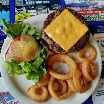 Becca's Cafe - Cheeseburger with onion rings - Cafes Near Me - Anderson, California Becca's Cafe - Cheeseburger with onion rings - Cafes Near Me - Anderson, California