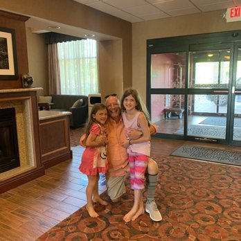 Hampton Inn & Suites West Bend - In the lobby with my granddaughters, my deceased son's children. - Hotels Near Me - West Bend, Wisconsin