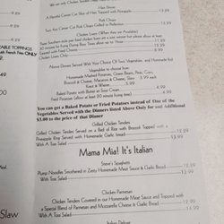 Castle Rock Restaurant - The menu
