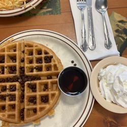 Waffle Barn - Chocolate Chip Waffles With Side of Whipped Cream