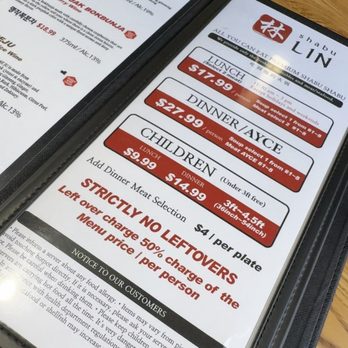 Shabu Lin - Current menu prices - Hot Pot Near Me - Arcadia, California