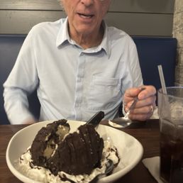 Randy enjoying the mackinaw island fudge ice cream bomb!!