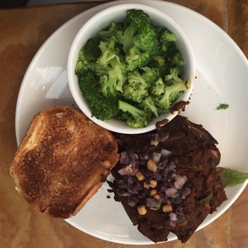 Knuckleheads Kafe - Black Bean Burger with steamed broccoli - New American Near Me - Grand Rapids, Ohio Knuckleheads Kafe - Black Bean Burger with steamed broccoli - New American Near Me - Grand Rapids, Ohio