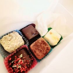Sweet Cascades Chocolatier - Bourbon, Dark Belgian, Lavender, Hazelnut Mocha, and Parisiene truffles. I can't wait to go back.