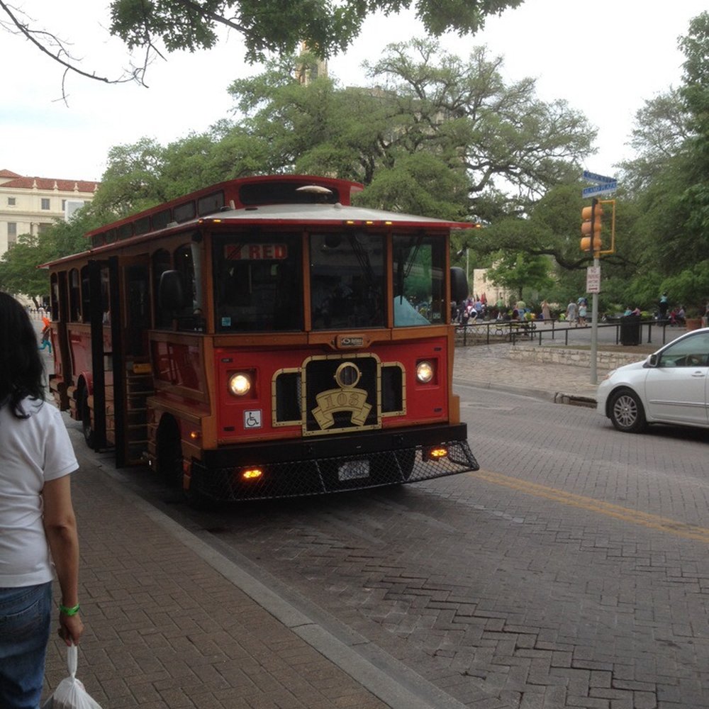 The downtown Via Trolleys. Great for getting around downtown San Antonio,TX The downtown Via Trolleys. Great for getting around downtown San Antonio,TX