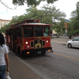 The downtown Via Trolleys. Great for getting around downtown San Antonio,TX The downtown Via Trolleys. Great for getting around downtown San Antonio,TX