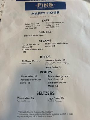 Menu photo 4 FINS Oyster Bar & Grill Georgetown, DE