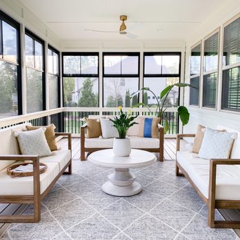 Ebony Outdoor Living - a screened porch with white furniture - General Contractors Near Me - Indian Trail, North Carolina Ebony Outdoor Living - a screened porch with white furniture - General Contractors Near Me - Indian Trail, North Carolina