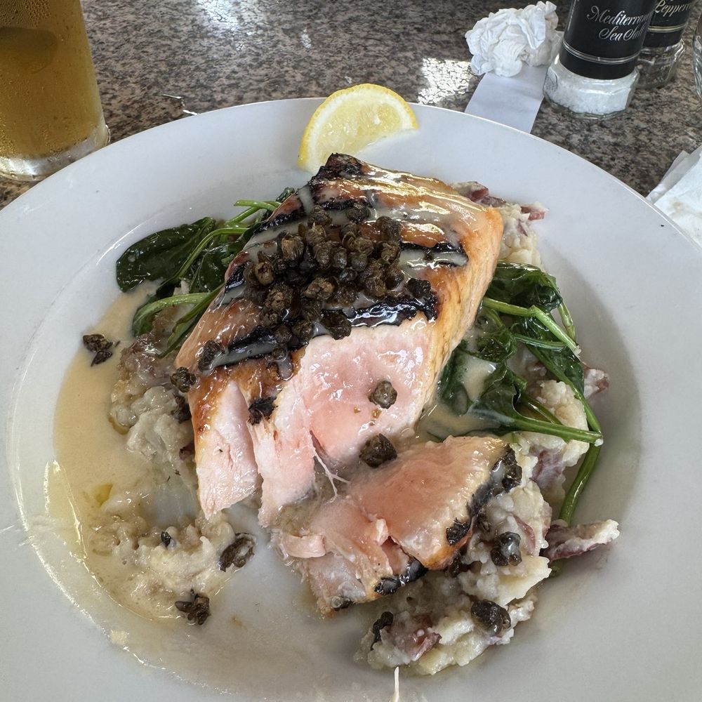 The Mansion - Salmon, mashed potatoes dinner. - New American Near Me - Melbourne, Florida