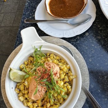 SAUSAL - Charred Corn Elote with Chips - Mexican Near Me - El Segundo, California SAUSAL - Charred Corn Elote with Chips - Mexican Near Me - El Segundo, California