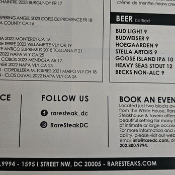 RARE Steakhouse & Tavern - Menu as of January 2025 - Steakhouses Near Me - Washington, DC, District of Columbia RARE Steakhouse & Tavern - Menu as of January 2025 - Steakhouses Near Me - Washington, DC, District of Columbia