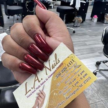 La Nails - Nails Red chrome, manicure - Nail Salons Near Me - Burlington, North Carolina La Nails - Nails Red chrome, manicure - Nail Salons Near Me - Burlington, North Carolina