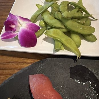 Youkoso Sushi - Last piece of tuna  nigiri and edamame - Sushi Bars Near Me - Rochester, New York