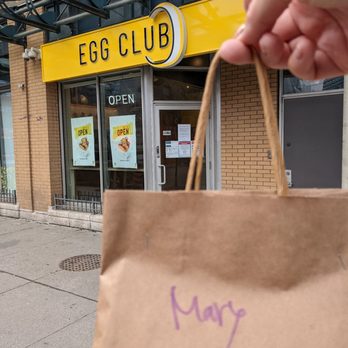 Egg Club - Takeout. Extra points for writing my name in purple. =) - Coffee & Tea Near Me - Toronto, Ontario Egg Club - Takeout. Extra points for writing my name in purple. =) - Coffee & Tea Near Me - Toronto, Ontario