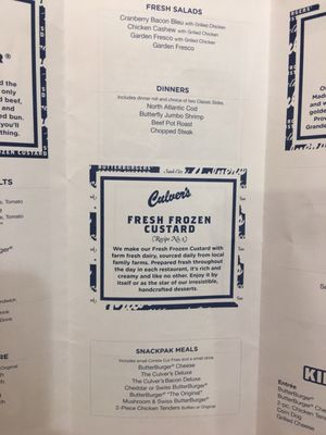 Menu photo 4 Culver's Charlotte, NC