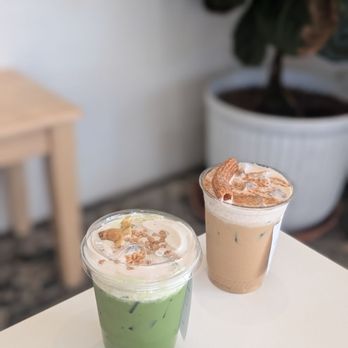 Sun House Cafe - Banana matcha and churro Latte - Coffee & Tea Near Me - Sacramento, California Sun House Cafe - Banana matcha and churro Latte - Coffee & Tea Near Me - Sacramento, California
