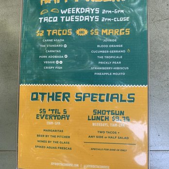 Joyride Taco House - Happy hour menu - Tacos Near Me - Phoenix, Arizona Joyride Taco House - Happy hour menu - Tacos Near Me - Phoenix, Arizona