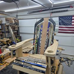 Hockey stick aderondac chair (in progress image)