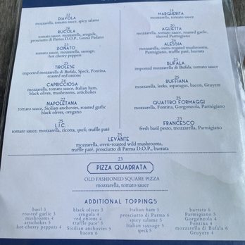 Levante - Menub - Pizza Near Me - Long Island City, New York