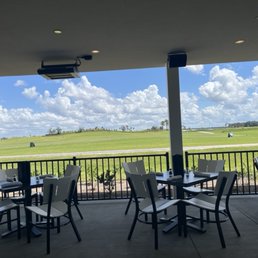 Patio area facing golf course. Patio area facing golf course.