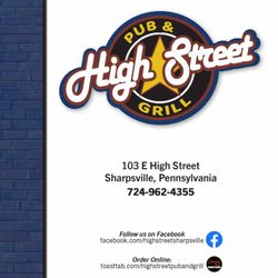High Street Pub & Grill - Menu Cover