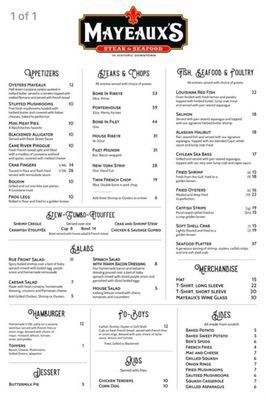 Menu photo 8 Mayeaux's Steak & Seafood Natchitoches, LA Menu photo 8 Mayeaux's Steak & Seafood Natchitoches, LA