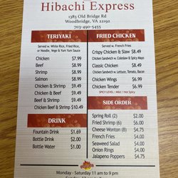 Hibachi Express - Updated Menu