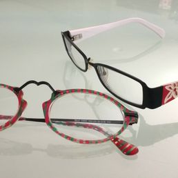 Two different pairs of vintage glasses purchased at Fabulous Fanny's in New York .