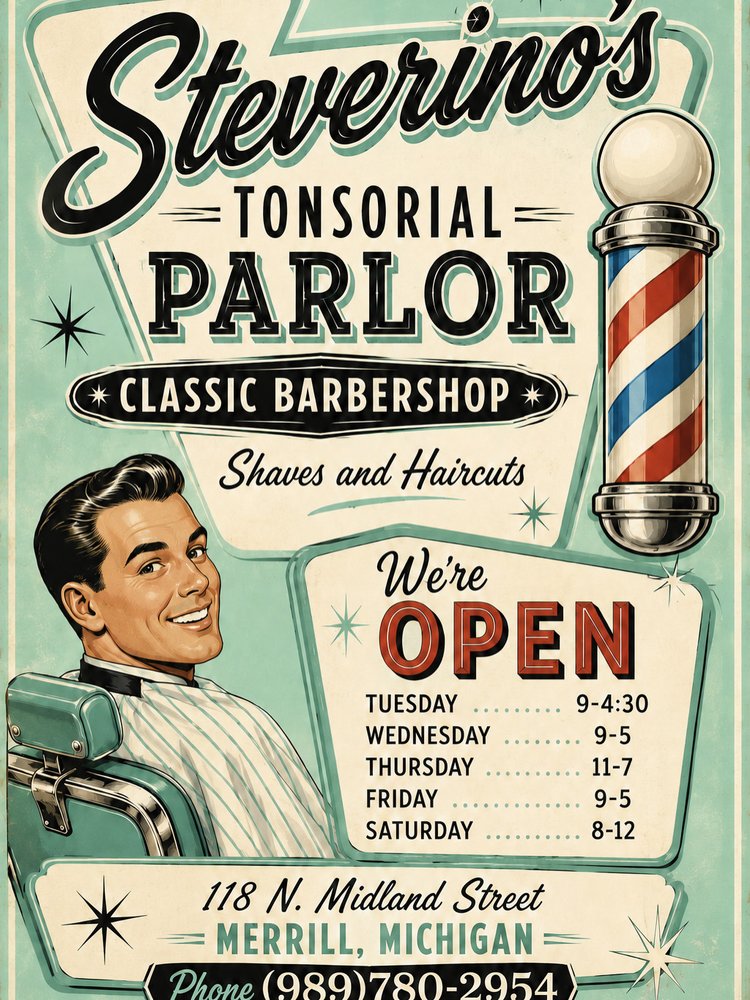 Steverino’s Tonsorial Parlor Logo