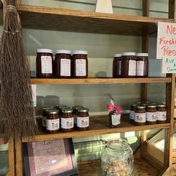 Village Candy Kitchen - Shelf of jams.