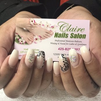 Claire Nails Salon - Ombré with crystals and designs - Nail Salons Near Me - Kirkland, Washington Claire Nails Salon - Ombré with crystals and designs - Nail Salons Near Me - Kirkland, Washington
