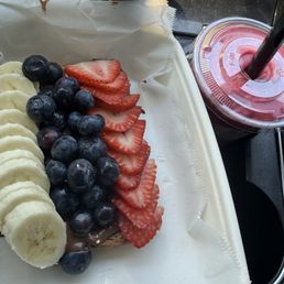 My toast and smoothie! My toast and smoothie!