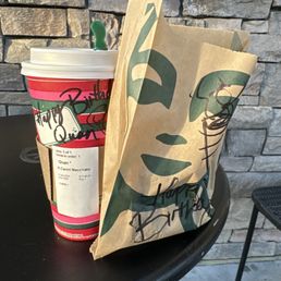 A wonderful staff at the Starbucks on Avon. Wish me a happy birthday with the drawing on the drink and the banana bread. Happy Holidays.
