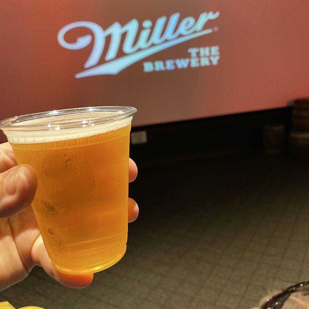 Miller Brewery Tour - First sample in the theater at the start of the tour - Beer Tours Near Me - Milwaukee, Wisconsin