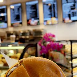 Bagel Street Cafe - Toasted egg bagel with honey almond spread