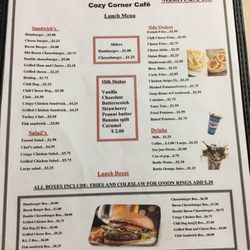Cozy Corner Cafe - Lunch Menu