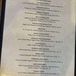 Cocktail menu Cocktail menu